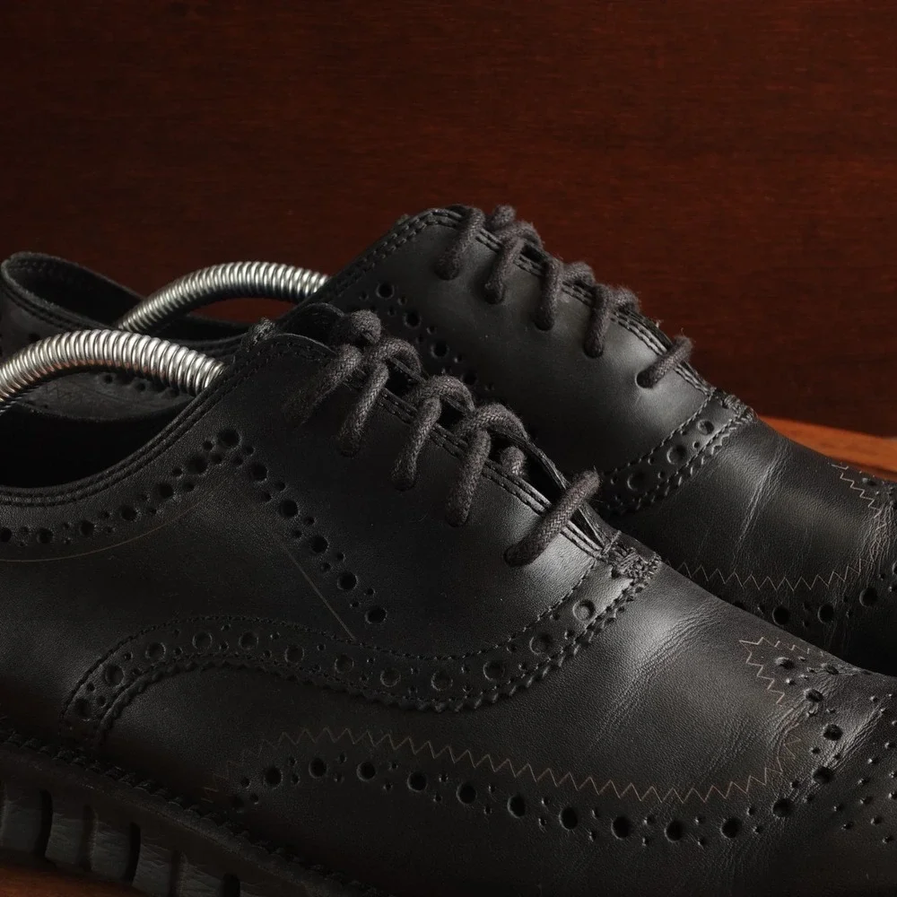 Cole Haan Oxfords Mens SZ 10.5M BLK ZeroGrand Wingtip Leather Office Career Shoe